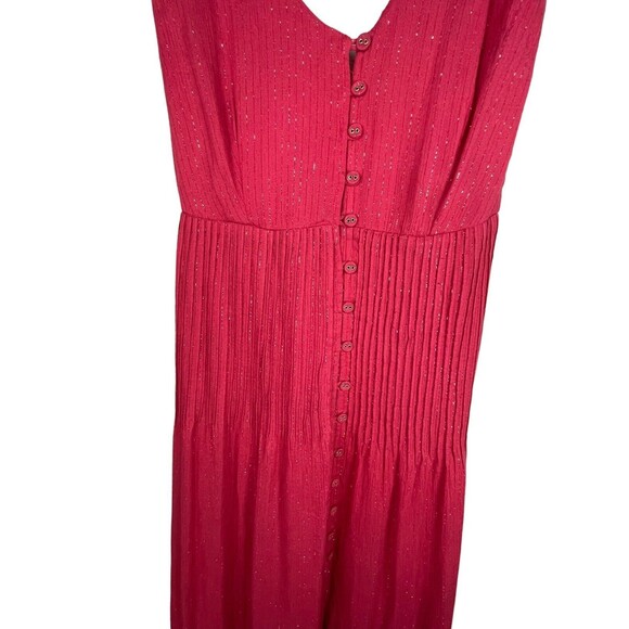 House Of Harlow X Revolve Red Metallic Halter Open Back Maxi Front Slit Button S - Picture 4 of 14